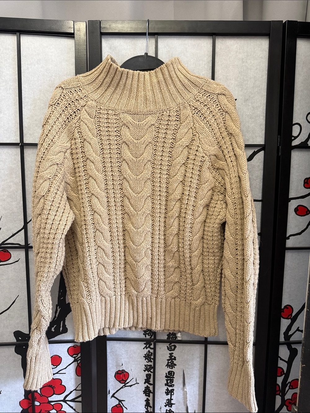 a new day heavy Cable Knit Turtleneck Sweater - Beige